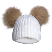 H688-COL: Ribbed Hat w/Pom Poms (0-12M)